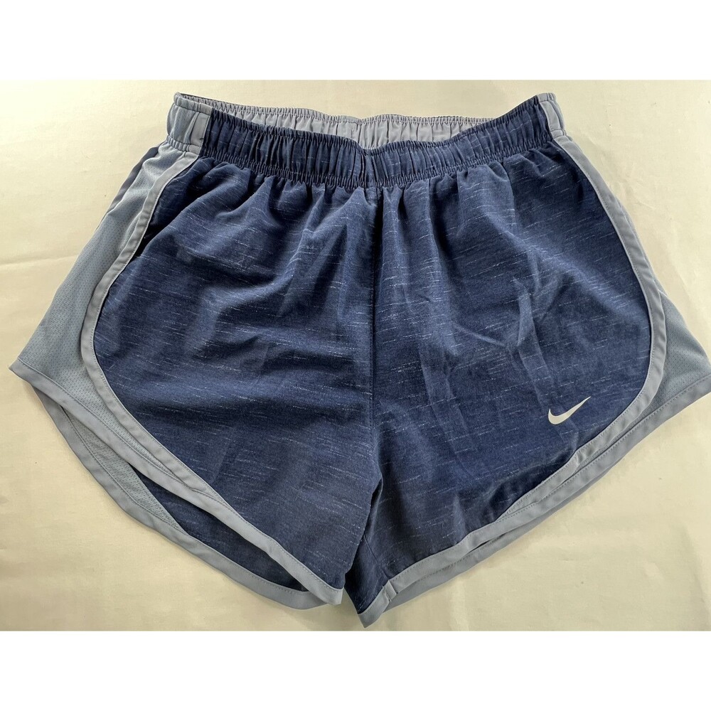 Nike Womens Dri-Fit Slate Blue Light Blue Stripe Shorts Pants Built In Size S